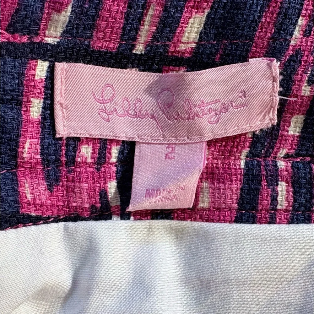 Lilly Pulitzer Graphic Print Inverted Pleat Mini Skirt Oversized Button Sz 2🧡